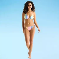 Arizona Adjustable Straps Striped Juniors Triangle Bikini Swimsuit Top