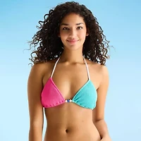 Arizona Adjustable Straps Juniors Triangle Bikini Swimsuit Top