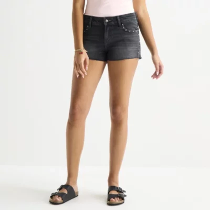 Arizona Womens Mid Rise Juniors Denim Short