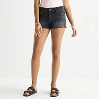Arizona Womens Mid Rise Juniors Denim Short