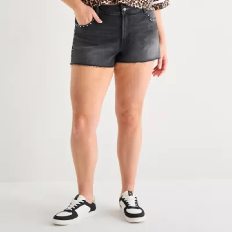 Arizona Womens 2 1/2" Low Rise Juniors Plus Denim Short