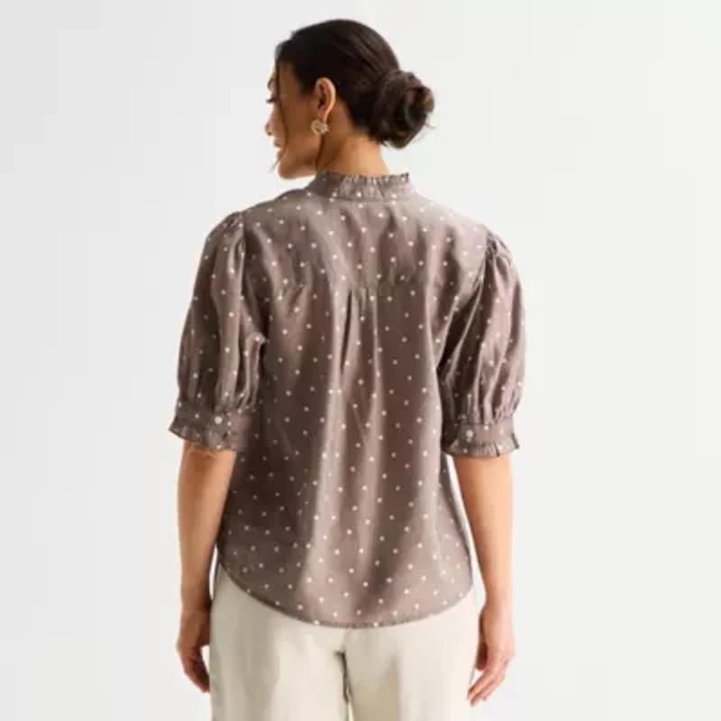 Liz Claiborne Womens Short Sleeve Blouse