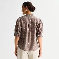 Liz Claiborne Womens Short Sleeve Blouse