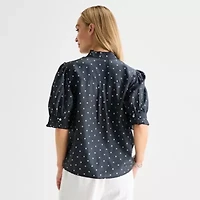 Liz Claiborne Womens Short Sleeve Blouse