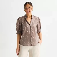Liz Claiborne Womens Short Sleeve Blouse