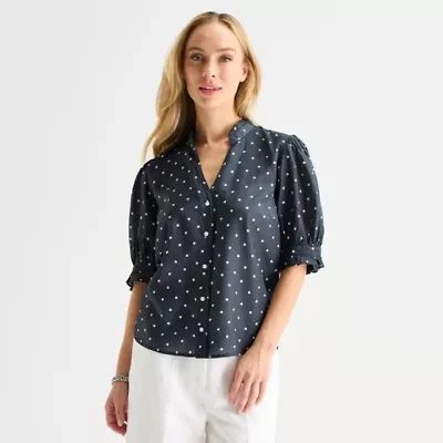 Liz Claiborne Womens Short Sleeve Blouse