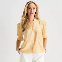 Liz Claiborne Womens Short Sleeve Blouse