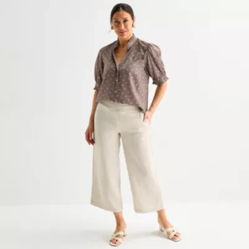 Liz Claiborne Womens Short Sleeve Blouse