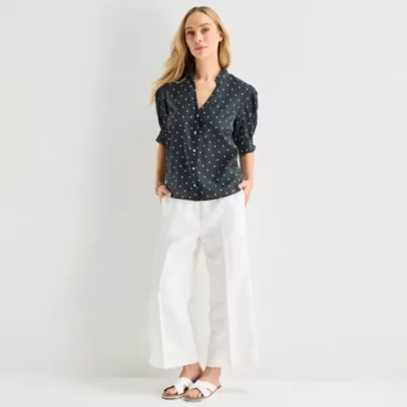 Liz Claiborne Womens Short Sleeve Blouse