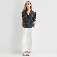 Liz Claiborne Womens Short Sleeve Blouse
