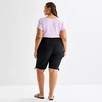 St. John's Bay Womens 12" Plus Adaptive Easy-on + Easy-off Bermuda Short