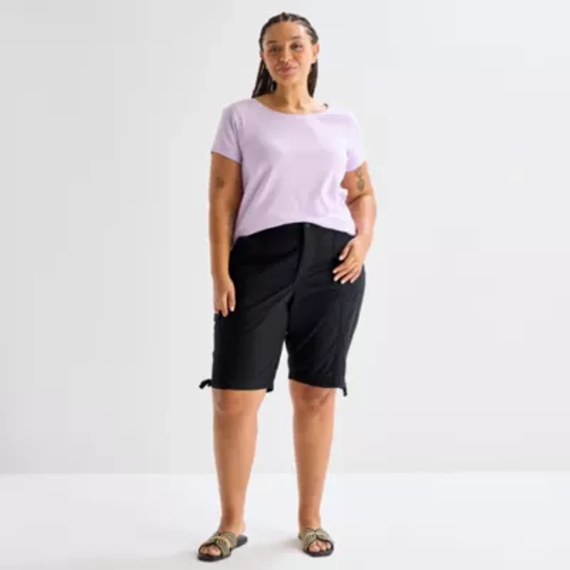 St. John's Bay Womens 12" Plus Adaptive Easy-on + Easy-off Bermuda Short