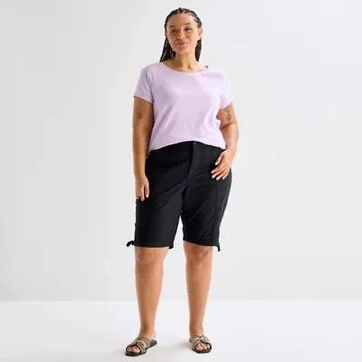 St. John's Bay Womens 12" Plus Adaptive Easy-on + Easy-off Bermuda Short
