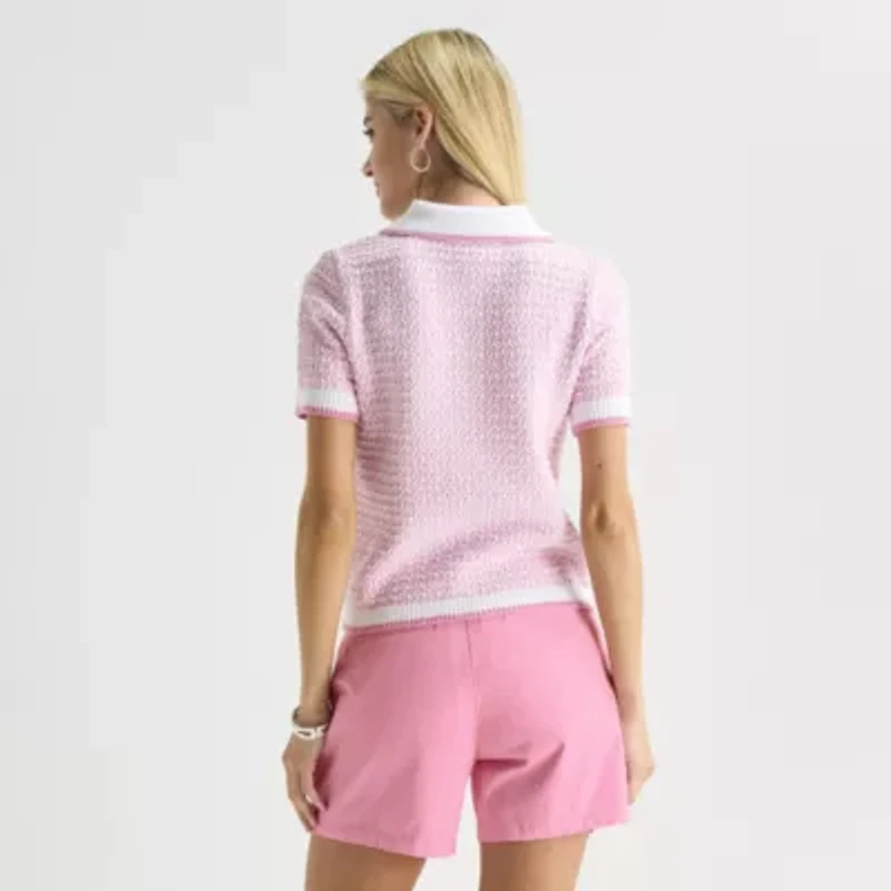 St. John's Bay Womens Short Sleeve Polo Sweater