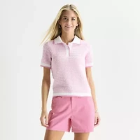 St. John's Bay Womens Short Sleeve Polo Sweater