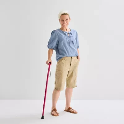 St. John's Bay Womens 11" Mid Rise Adaptive Easy-on + Easy-off Bermuda Short