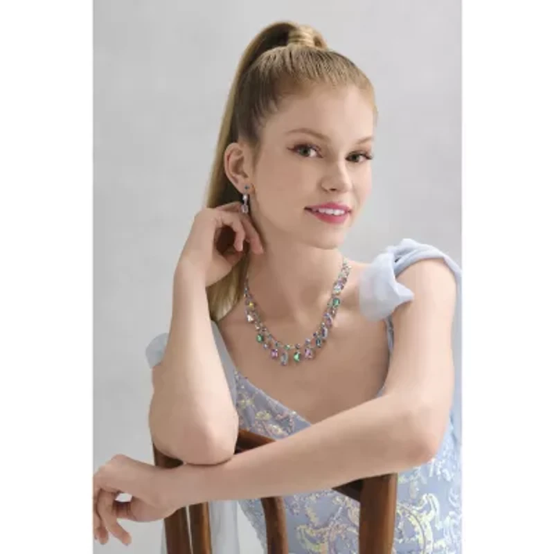 Bijoux Bar Silver Tone Womens Purple 17 Inch Statement Necklace