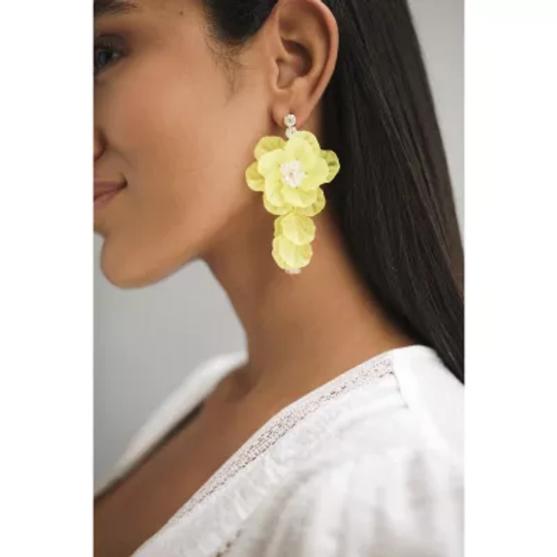 Bijoux Bar Gold Tone Womens Flower Drop Earrings