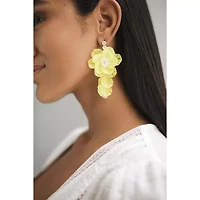 Bijoux Bar Gold Tone Womens Flower Drop Earrings