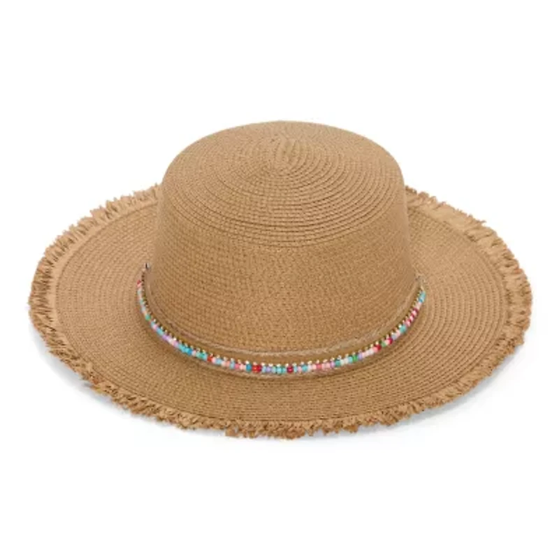 SOL and MER Frayed Edge Womens Boater Hat