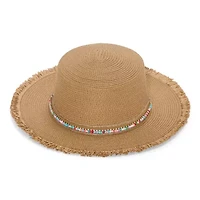 SOL and MER Frayed Edge Womens Boater Hat