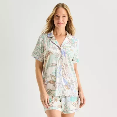Liz Claiborne Cool and Calm Womens Short Sleeve Pajama Top