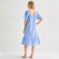 Liz Claiborne Womens Short Sleeve Square Neck Nightshirt