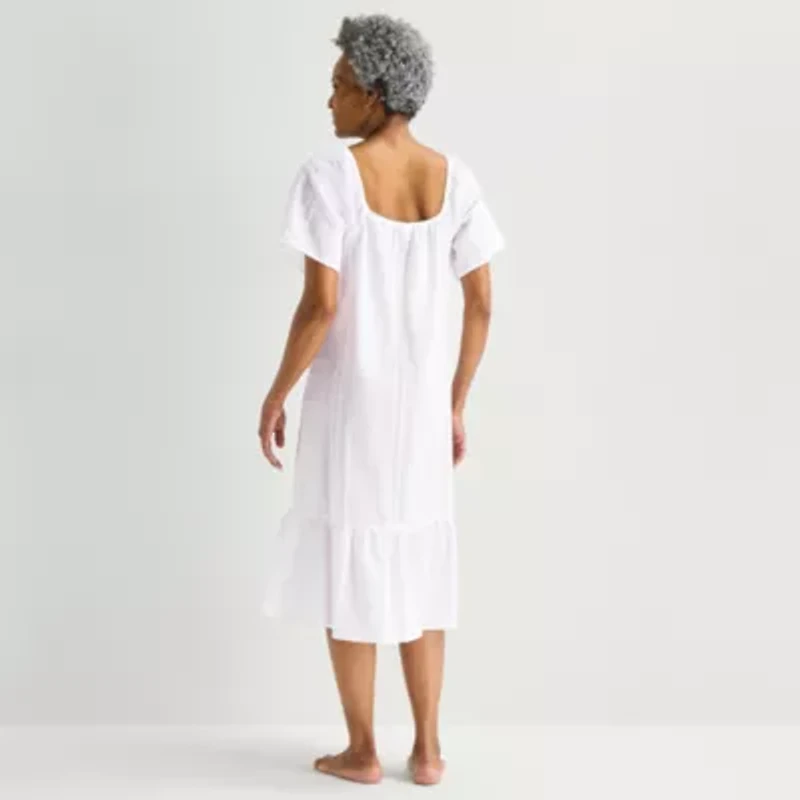 Liz Claiborne Womens Short Sleeve Square Neck Nightshirt