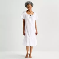 Liz Claiborne Womens Short Sleeve Square Neck Nightshirt