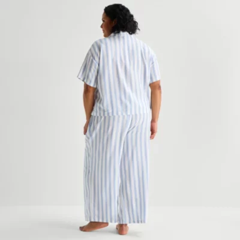 Liz Claiborne Womens Short Sleeve 2-pc. Plus Pajama Sets