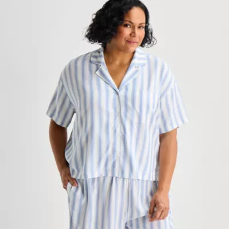 Liz Claiborne Womens Short Sleeve 2-pc. Plus Pajama Sets