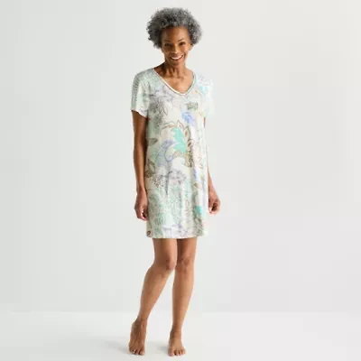 Liz Claiborne Cool and Calm Womens Short Sleeve Crew Neck Nightshirt
