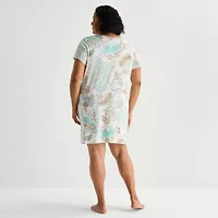 Liz Claiborne Cool and Calm Womens Plus Short Sleeve Crew Neck Nightshirt