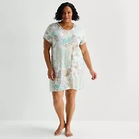 Liz Claiborne Cool and Calm Womens Plus Short Sleeve Crew Neck Nightshirt