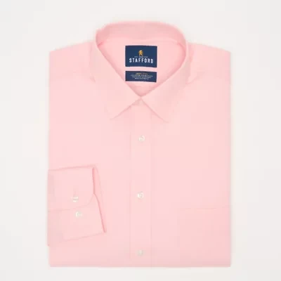 Stafford Smart Tech Mens Slim Fit Stretch Fabric Wrinkle Free Long Sleeve Dress Shirt