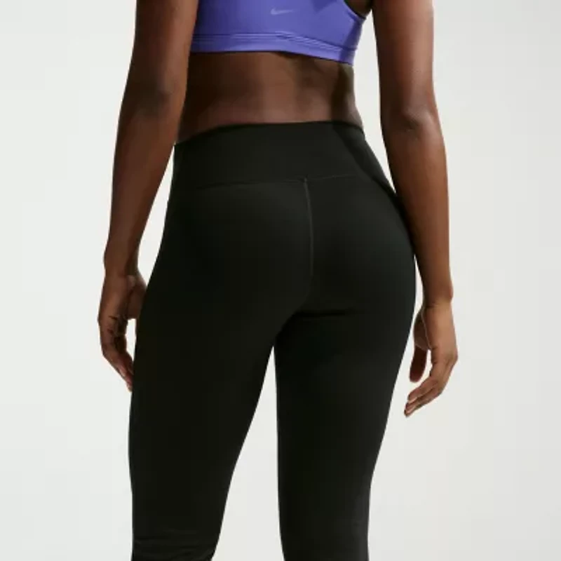 Nike One Womens Moisture Wicking Quick Dry High Rise Knit Active Flare Full Length Leggings