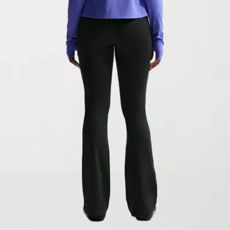 Nike One Womens Moisture Wicking Quick Dry High Rise Knit Active Flare Full Length Leggings