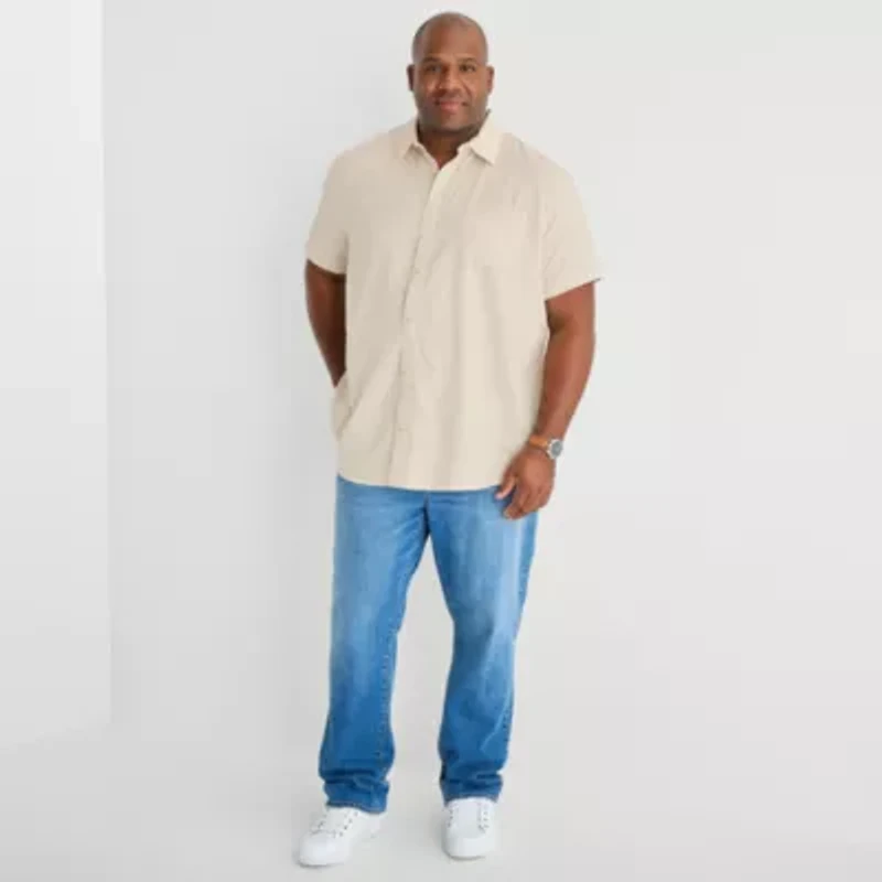 mutual weave Mens Short Sleeve Regular Fit Button-Down Shirt