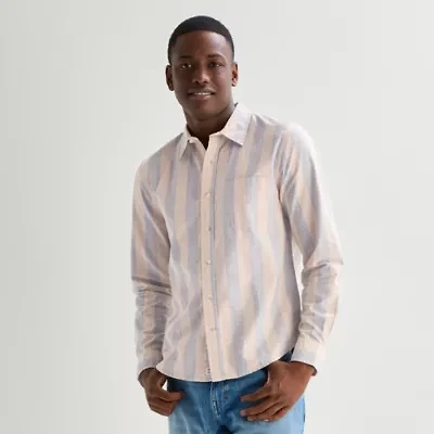 mutual weave Mens Long Sleeve Classic Fit Button-Down Shirt