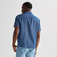 mutual weave Mens Short Sleeve Classic Fit Button-Down Shirt