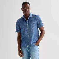 mutual weave Mens Short Sleeve Classic Fit Button-Down Shirt