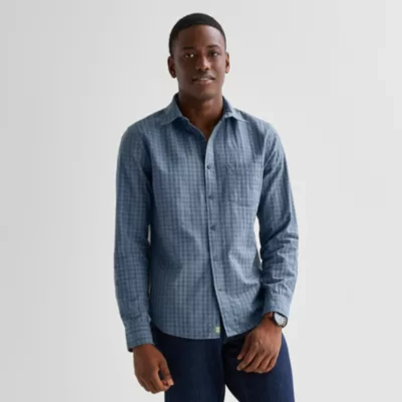 mutual weave Mens Long Sleeve Classic Fit Button-Down Shirt