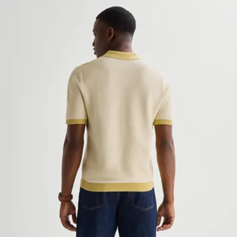 mutual weave Mens Short Sleeve Polo Sweater