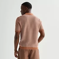 mutual weave Mens Short Sleeve Polo Sweater