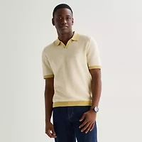 mutual weave Mens Short Sleeve Polo Sweater