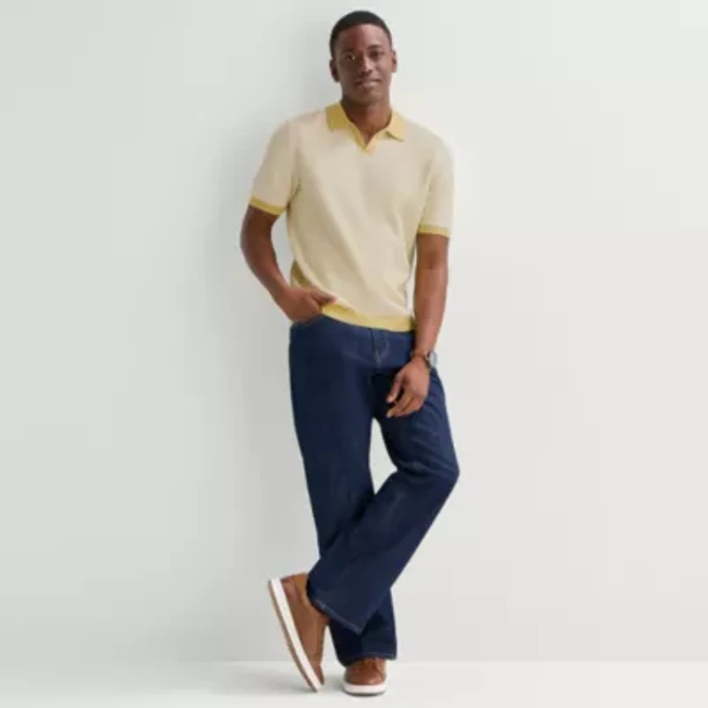 mutual weave Mens Short Sleeve Polo Sweater