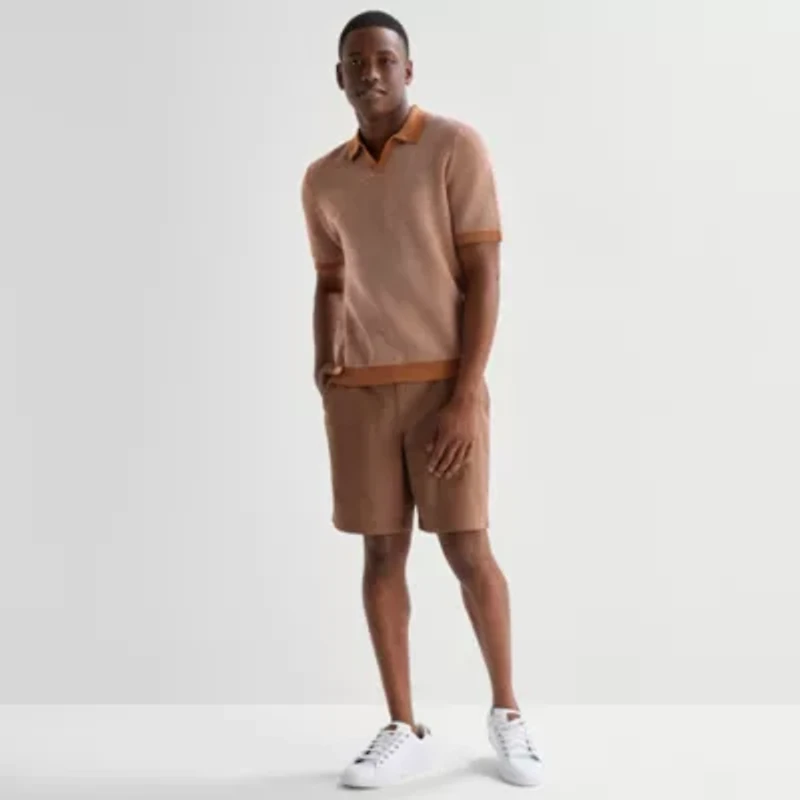 mutual weave Mens Short Sleeve Polo Sweater