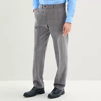 Stafford Mens Plaid Classic Fit Flat Front Suit Pant