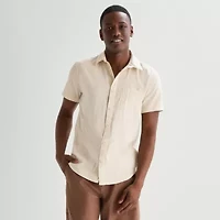 mutual weave Mens Easy-on + Easy-off Short Sleeve Classic Fit Button-Down Shirt