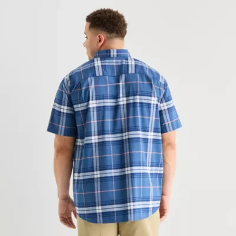 St. John's Bay Performance Mens Short Sleeve Classic Fit Big and Tall Button-Down Shirt